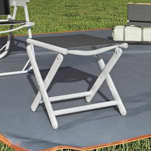 Zložljiv stolček za noge črn in srebrn tekstil in aluminij