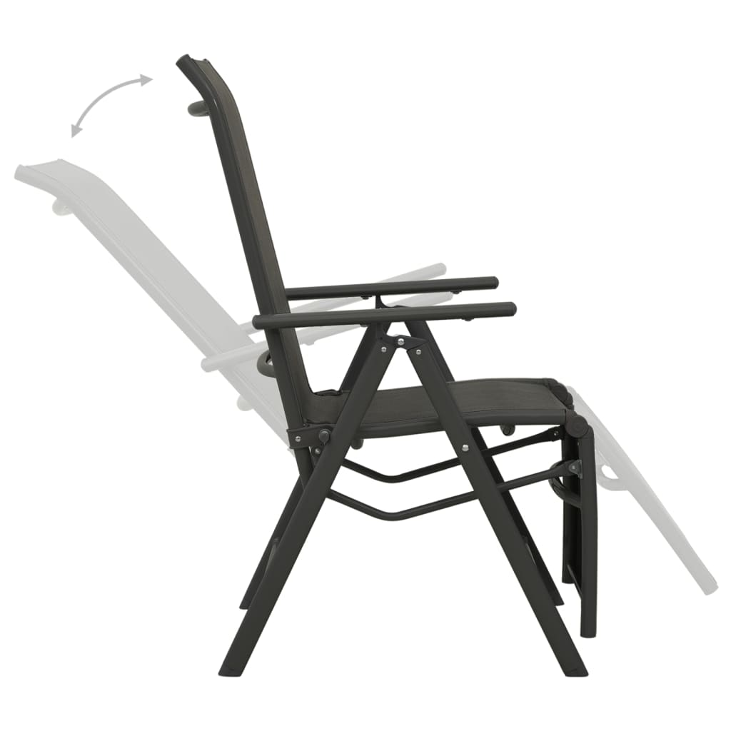  Sklápacie záhradné stoličky 2 ks hliník a textilén čierne