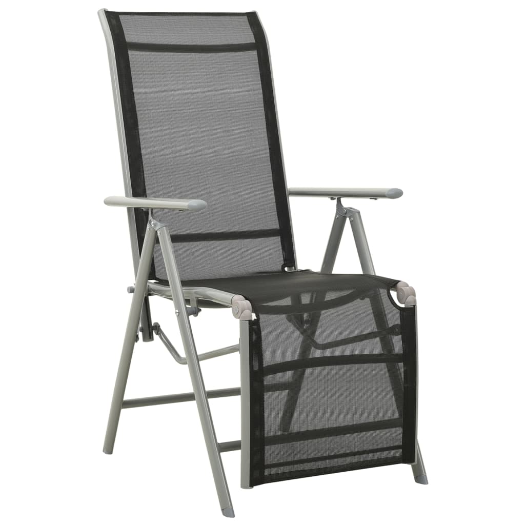 

vidaXL Tuinstoelen 2 st verstelbaar textileen aluminium zilverkleurig
