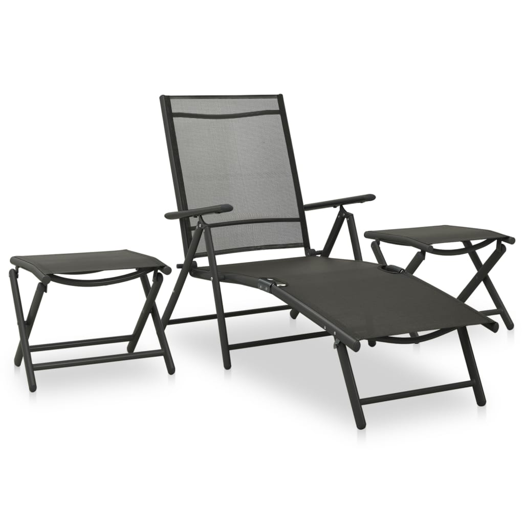 Photos - Garden Furniture VidaXL 3 Piece Patio Lounge Set Textilene and Aluminum Black 