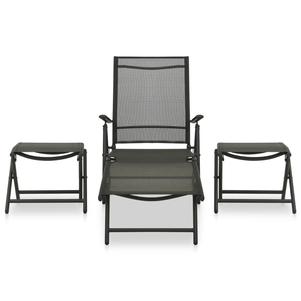 Thumbnail - vidaXL 3-tlg. Garten-Lounge-Set Textilene und Aluminium Schwarz