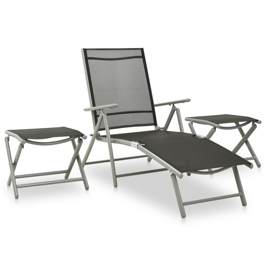 vidaXL 3-tlg. Garten-Lounge-Set Textilene und Aluminium Silbern