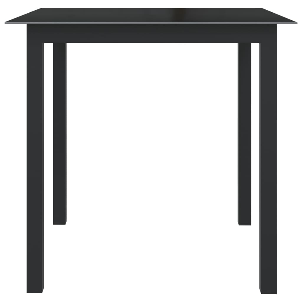 Fekete alumínium és üveg kerti asztal 80 x 80 x 74 cm 