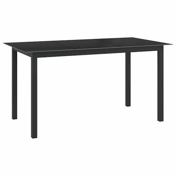 vidaXL aialaud, must, 150 x 90 x 74 cm, alumiinium ja klaas