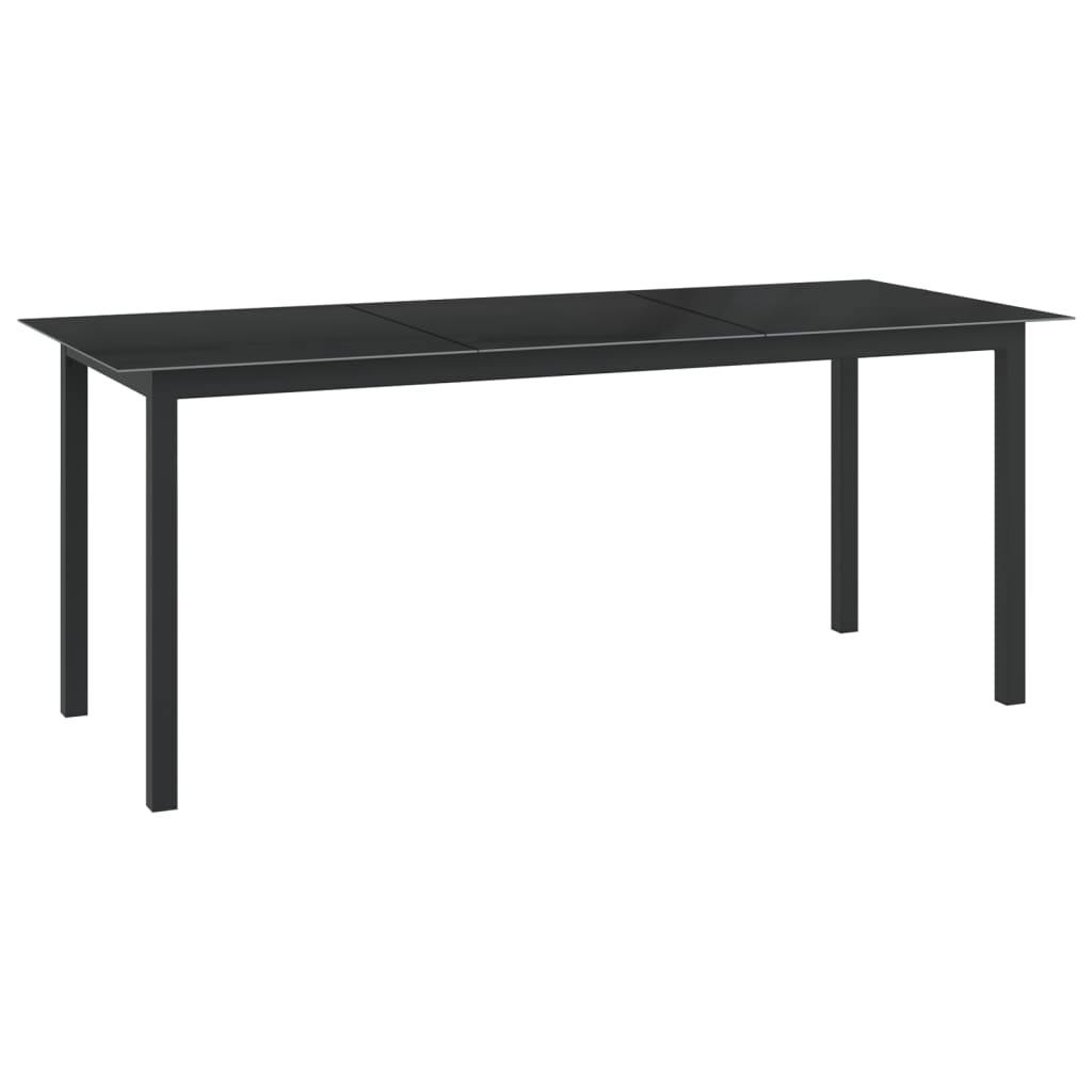 vidaXL Table de jardin Noir 190x90x74 cm Aluminium et verre