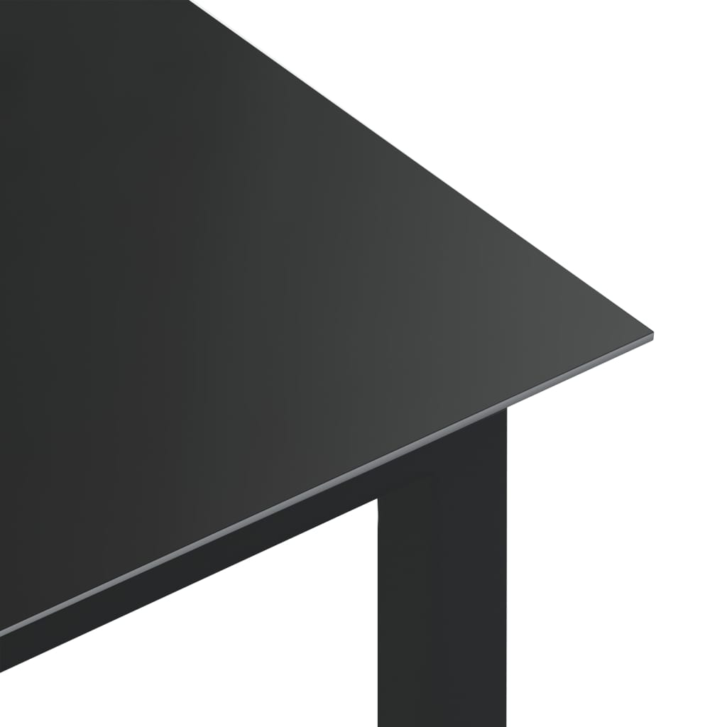 Fekete alumínium és üveg kerti asztal 190 x 90 x 74 cm 