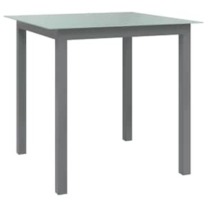 vidaXL aialaud, helehall, 80x80x74 cm, alumiinium ja klaas