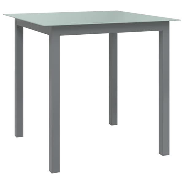 vidaXL aialaud, helehall, 80x80x74 cm, alumiinium ja klaas