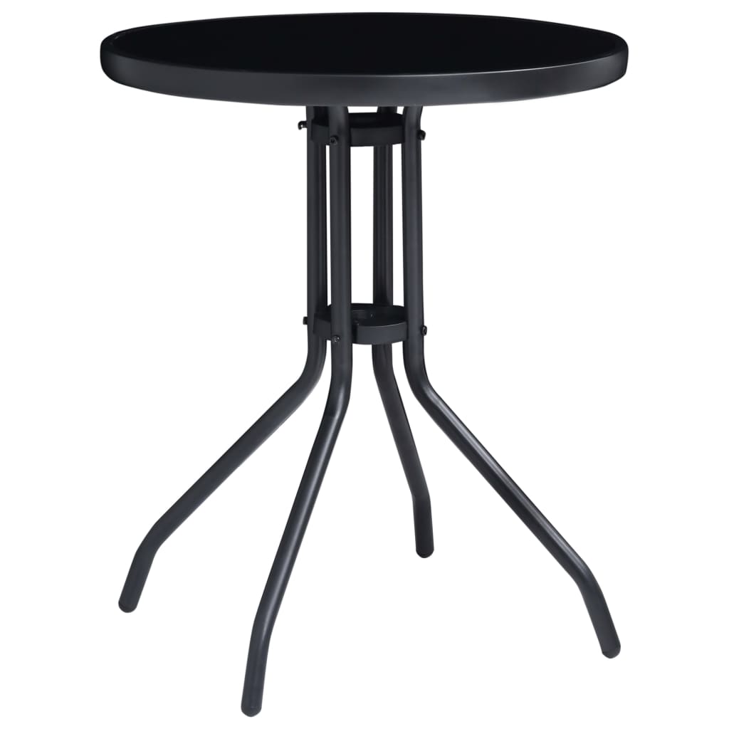 Petrashop  Zahradní stolek černý 60 cm ocel a sklo