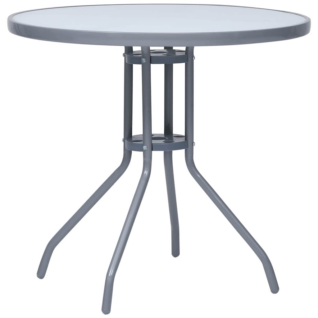 vidaXL Tr&auml;dg&aring;rdsbord ljusgr&aring; 80 cm st&aring;l och glas