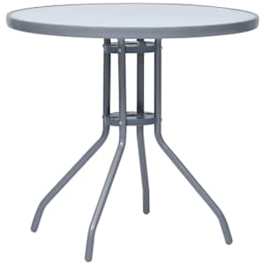 Zahradní stůl světle šedý 80 cm ocel a sklo - obrázek 1