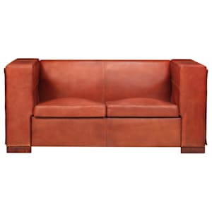 vidaXL Dvivietė sofa, tamsiai rudos spalvos, tikra oda