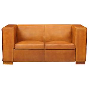 vidaXL 2人掛けソファ タンブラウン 本革製
