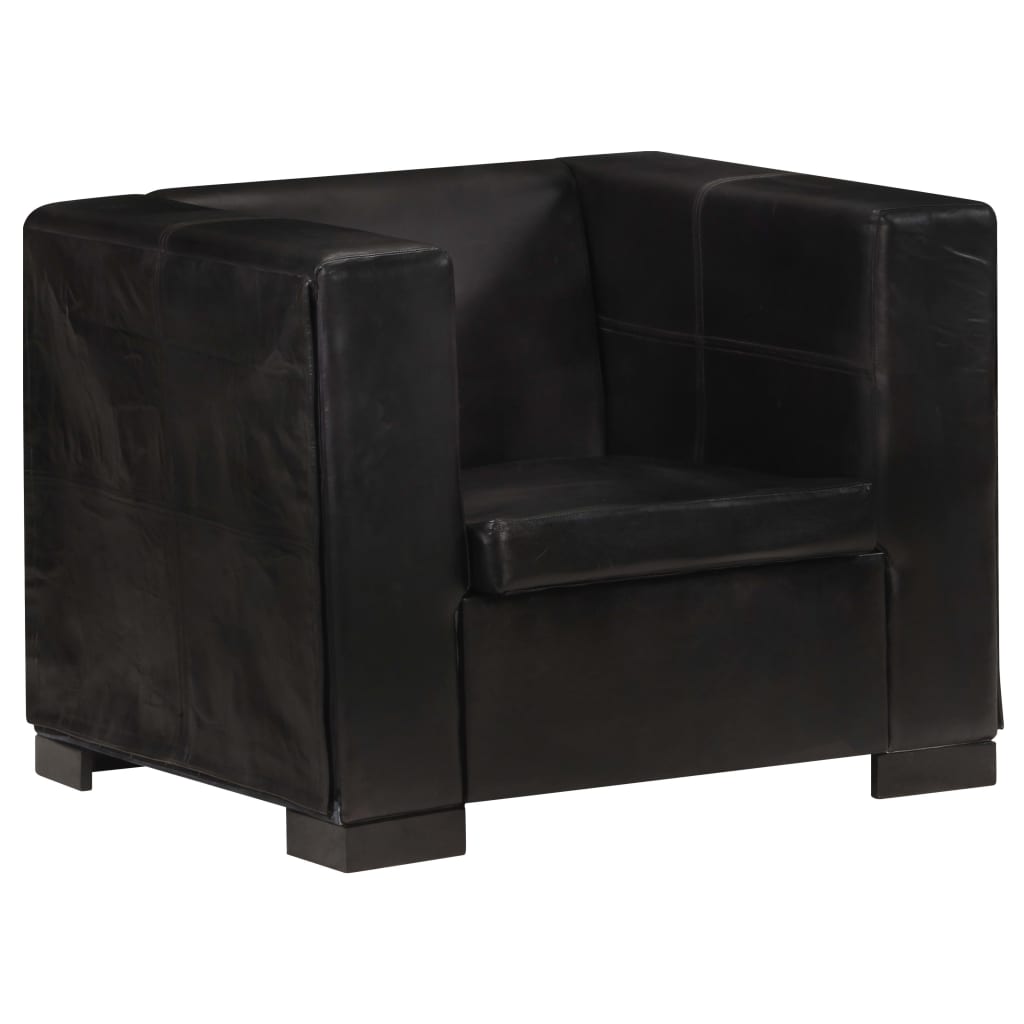325120 Single Sofa Black Real Leather