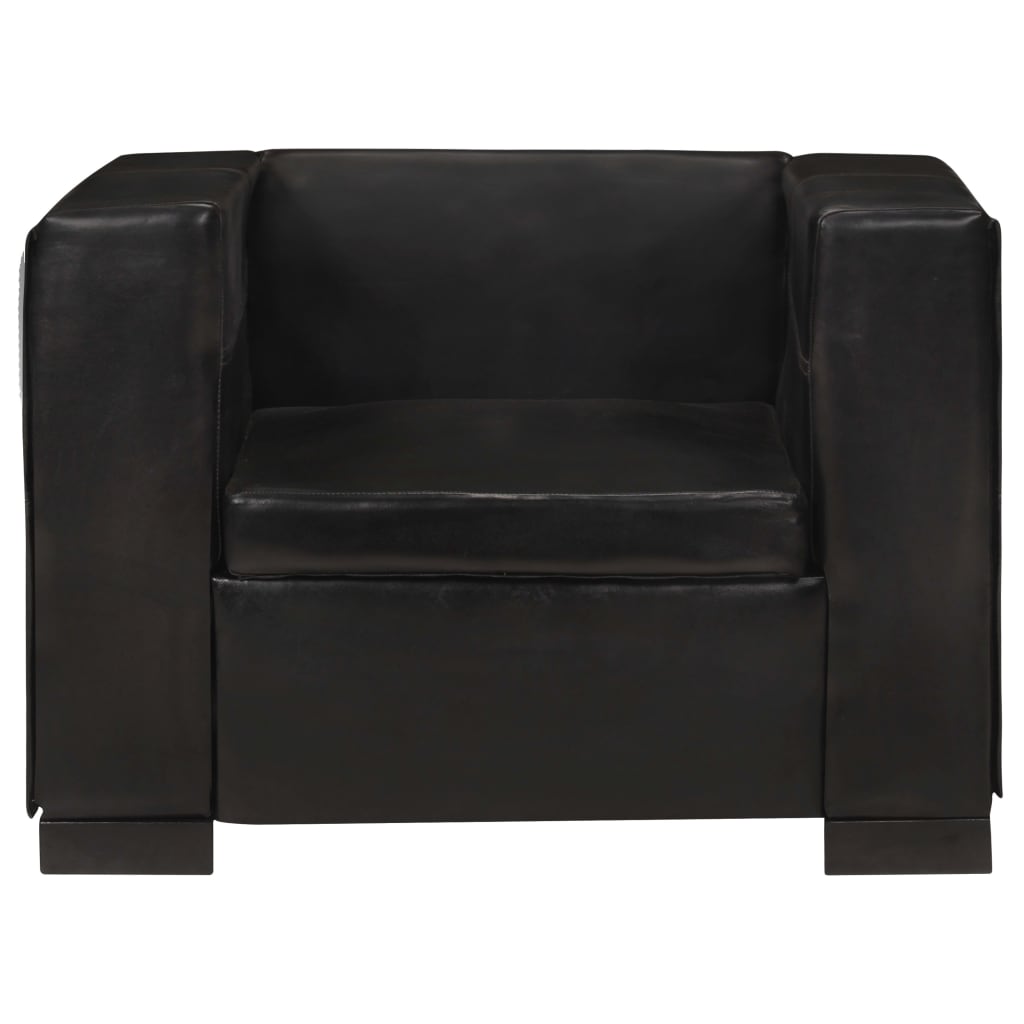 vidaXL Fauteuil Noir Cuir véritable