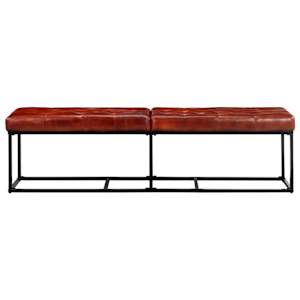 vidaXL Suoliukas, tamsiai rudos spalvos, 163cm, tikra oda