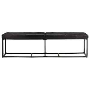 vidaXL Suoliukas, juodos spalvos, 163cm, tikra oda