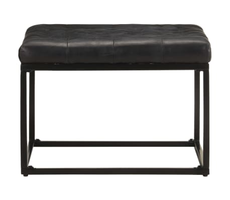 vidaXL Pufas, juodos spalvos, 62x62x47cm, tikra oda