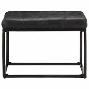 vidaXL Pufas, juodos spalvos, 62x62x47cm, tikra oda