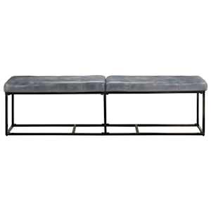 vidaXL Suoliukas, pilkos spalvos, 163cm, tikra oda