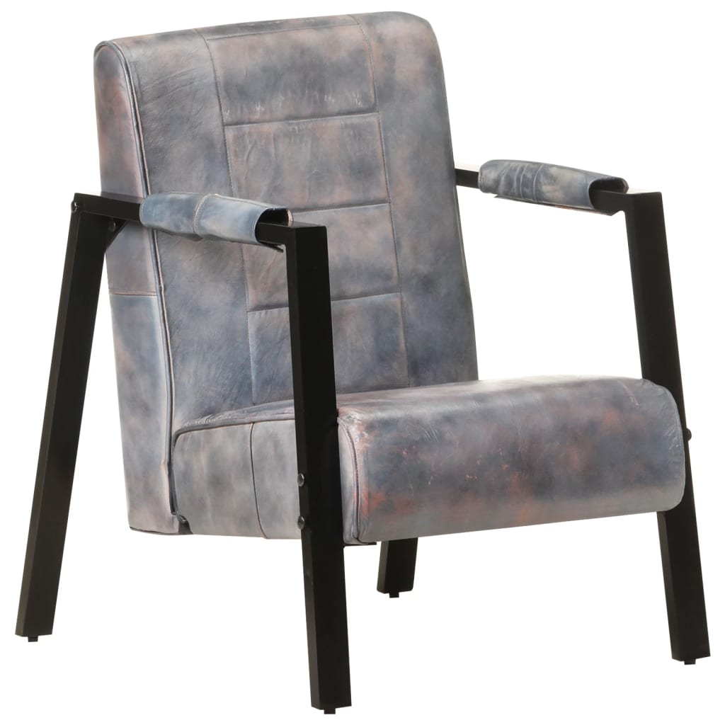 vidaXL Fauteuil 60x80x87 cm Gris Cuir de chèvre véritable