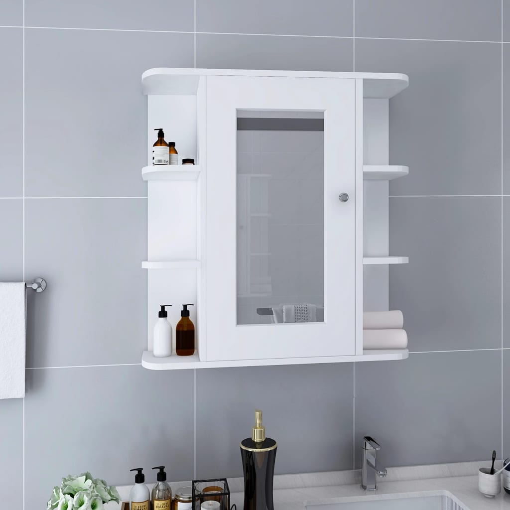 vidaXL Dulap de baie cu oglindă, alb, 66x17x63 cm, MDF 66x17x63