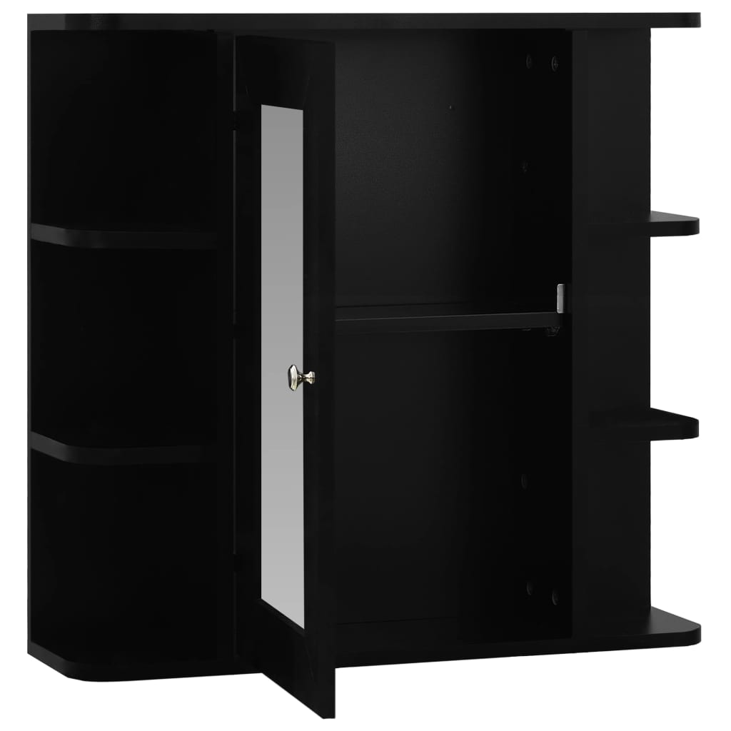 vidaXL Bad-Spiegelschrank Schwarz 66x17x63 cm MDF