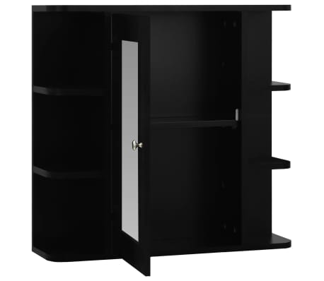 vidaXL Bad-Spiegelschrank Schwarz 66x17x63 cm MDF