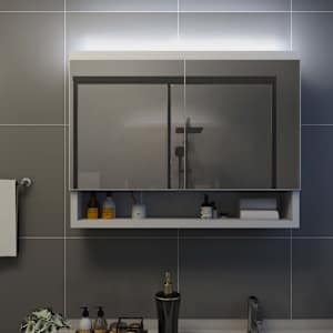 LED koupelnová zrcadlová skříňka bílá 80 x 15 x 60 cm MDF - obrázek 3