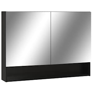 vidaXL LEDidega vannitoa peegelkapp, must, 80 x 15 x 60 cm, MDF