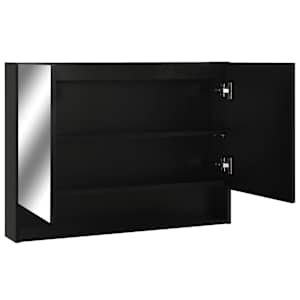 LED koupelnová zrcadlová skříňka černá 80 x 15 x 60 cm MDF - obrázek 4