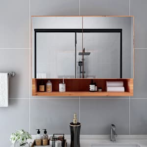 LED koupelnová zrcadlová skříňka dub 80 x 15 x 60 cm MDF - obrázek 3