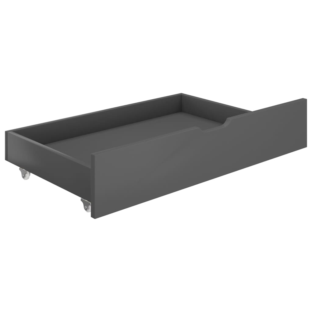 321990 vidaXL Bed Drawers 2 pcs Dark Grey Solid Pine Wood