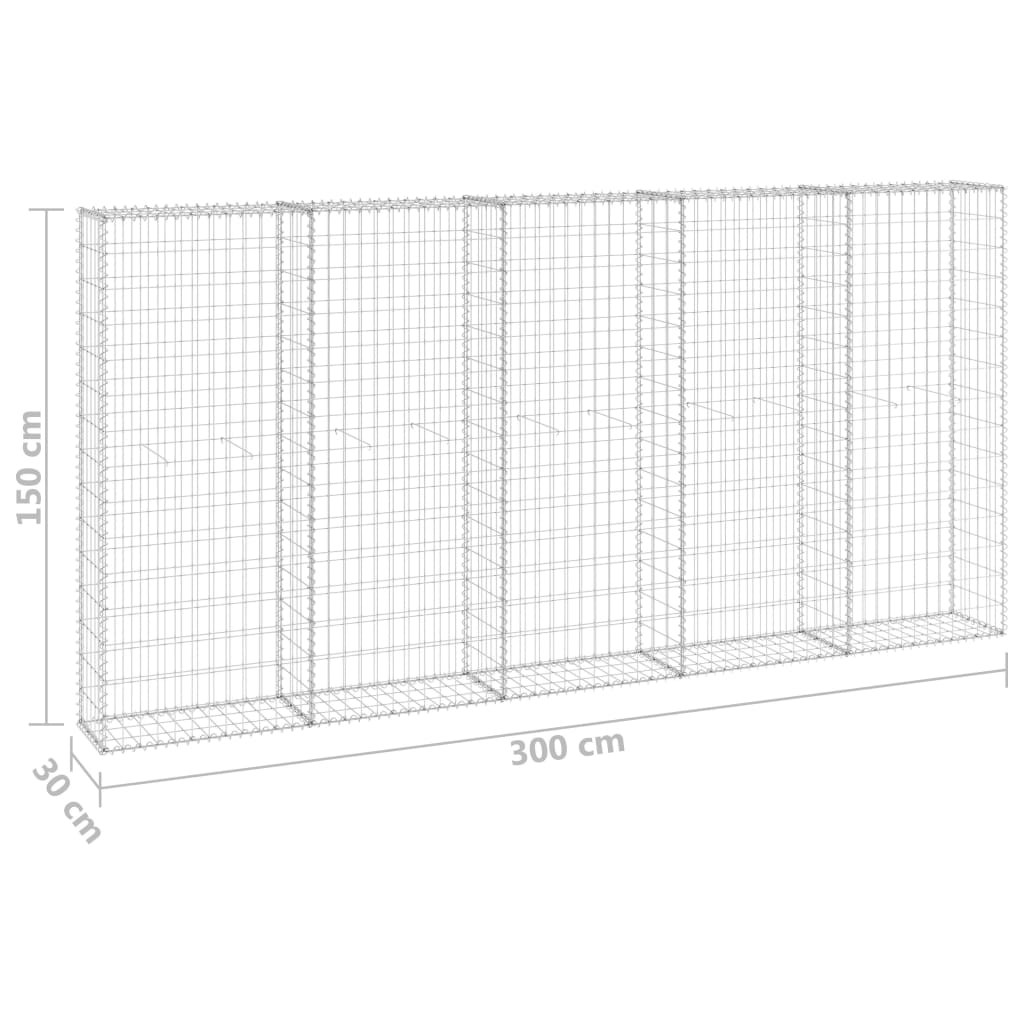 horganyzott acél gabion fal fedéllel 300 x 30 x 150 cm