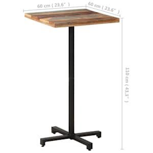 Bistro stůl čtvercový 60x60x110 cm masivní recyklované dřevo - obrázek 6