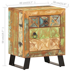 Noční stolek 40 x 30 x 50 cm masivní recyklované dřevo - obrázek 8