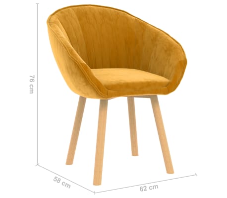 vidaXL 6x Esszimmerstuhl Gelb Samt Küchenstuhl Polsterstuhl Stuhl
