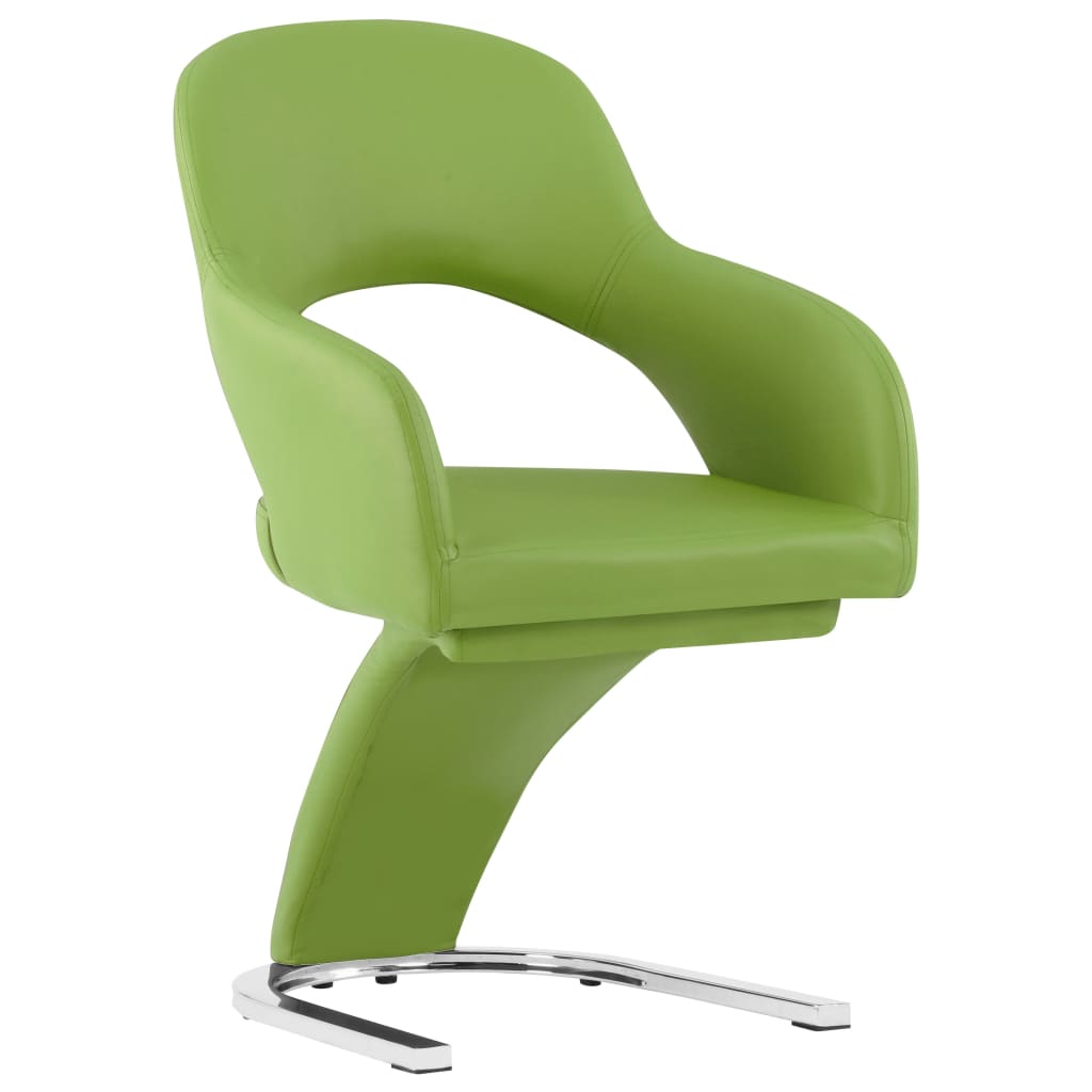 vidaXL Valgomojo kėdės, 4vnt., žalios spalvos, dirbtinė oda (2x287789)