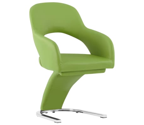 vidaXL Valgomojo kėdės, 4vnt., žalios spalvos, dirbtinė oda (2x287789)