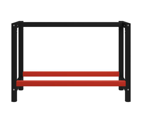 vidaXL Okvir za radni stol metalni 120 x 57 x 79 cm crno-crveni