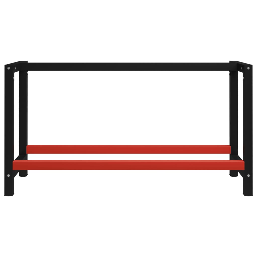 vidaXL Cadru metalic banc de lucru, negru și roșu, 150x57x79 cm
