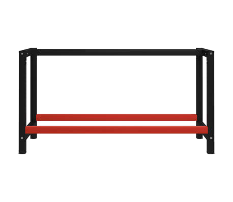 vidaXL darba galda rāmis, metāls, 150x57x79 cm, melns un sarkans