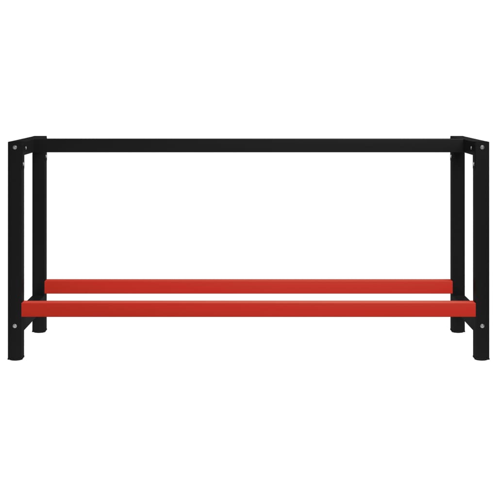 vidaXL Työpöydän runko metalli 175x57x79 cm musta ja punainen