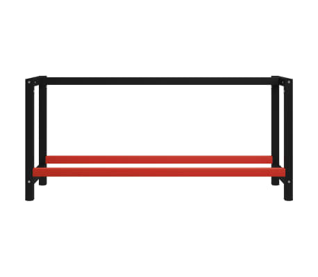 vidaXL Рамка за работна маса, метал, 175x57x79 см, черно и червено