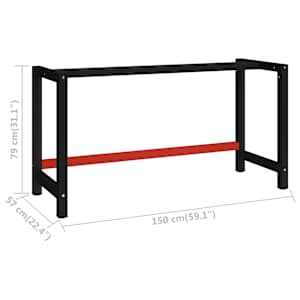 Kovový rám pracovního stolu 150 x 57 x 79 cm černá a červená - obrázek 7