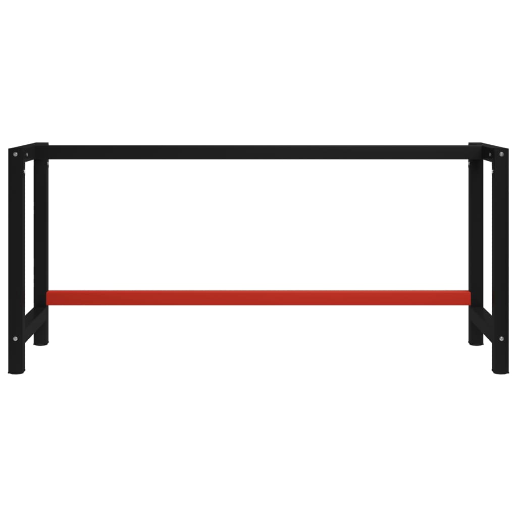 vidaXL Рамка за работна маса, метал, 175x57x79 см, черно и червено