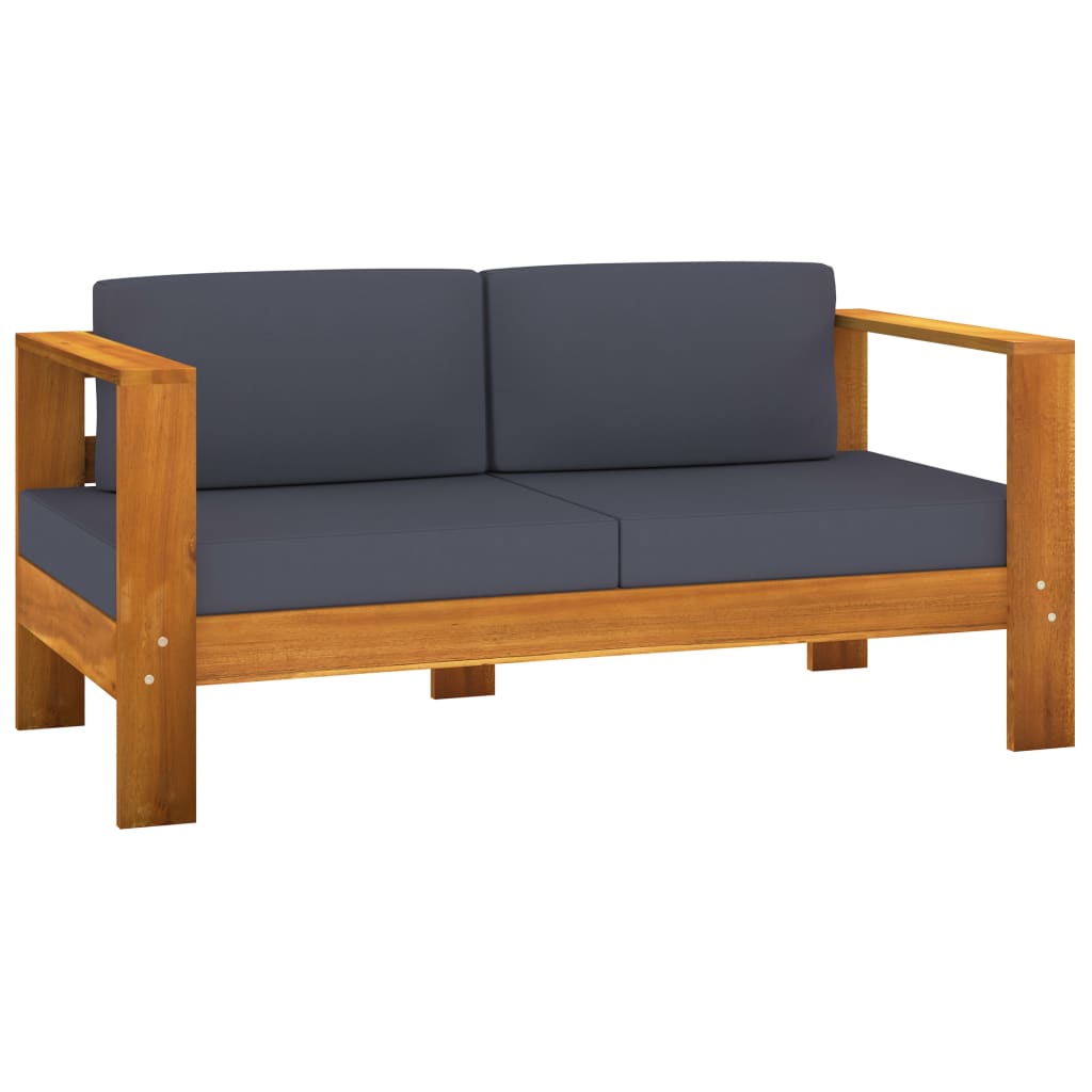 

vidaXL Patio Sofa Bench with Cushions 55.1" Solid Acacia Wood Gray