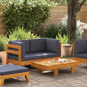 Vrtna garnitura s temno sivimi blazinami 2-delna akacijev les