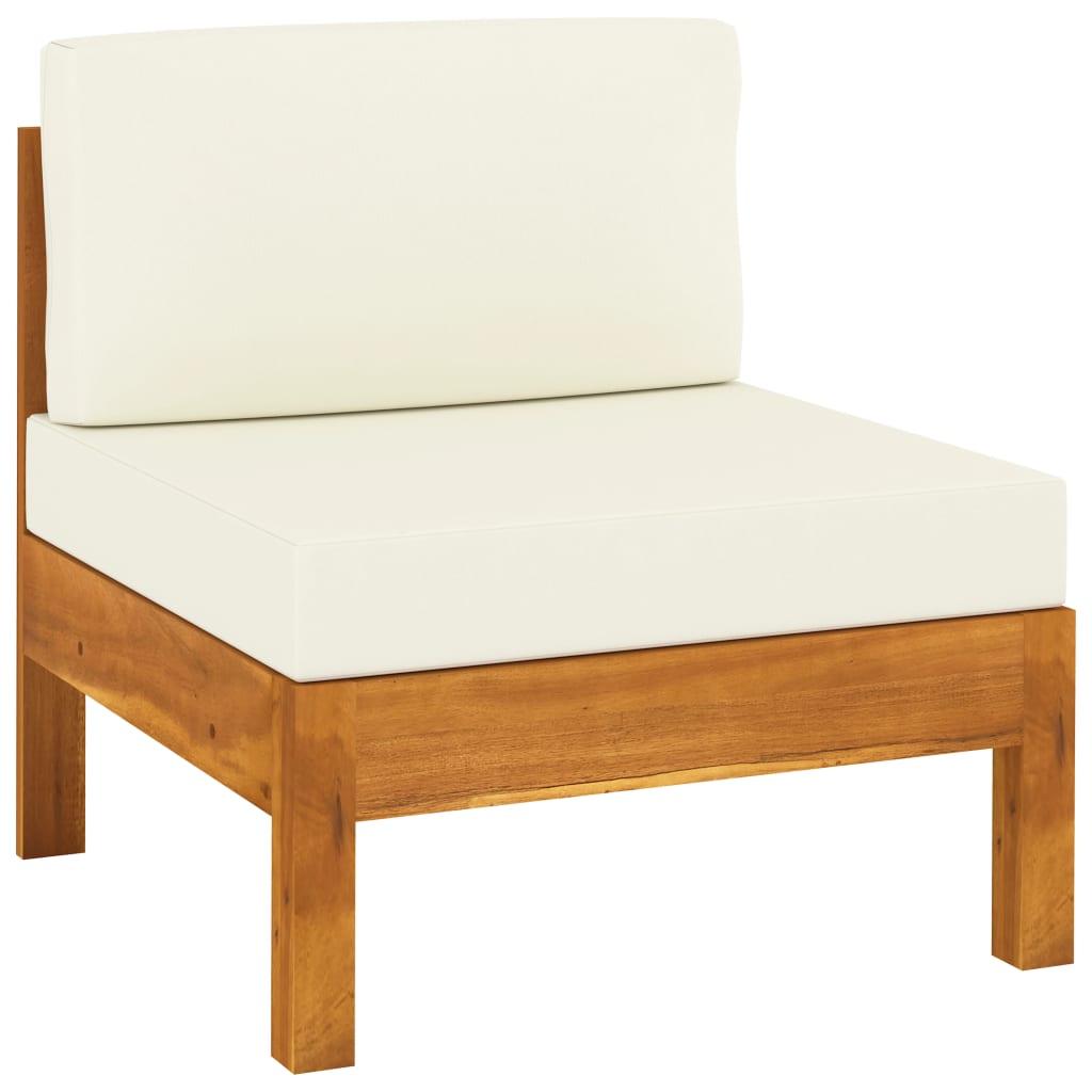 Image of vidaXL Middle Sofa with Cream White Cushions Solid Acacia Wood