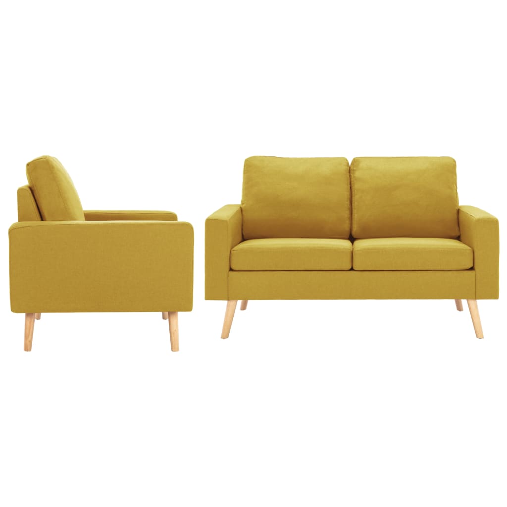 3056620 vidaXL 2 Piece Sofa Set Fabric Yellow (288699+288709)